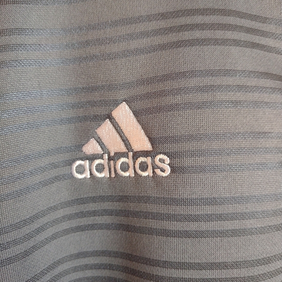 Adidas Men's Polo Shirt Grey Striped Short Sleeve Size L Collegiate Team issued - Picture 2 of 4